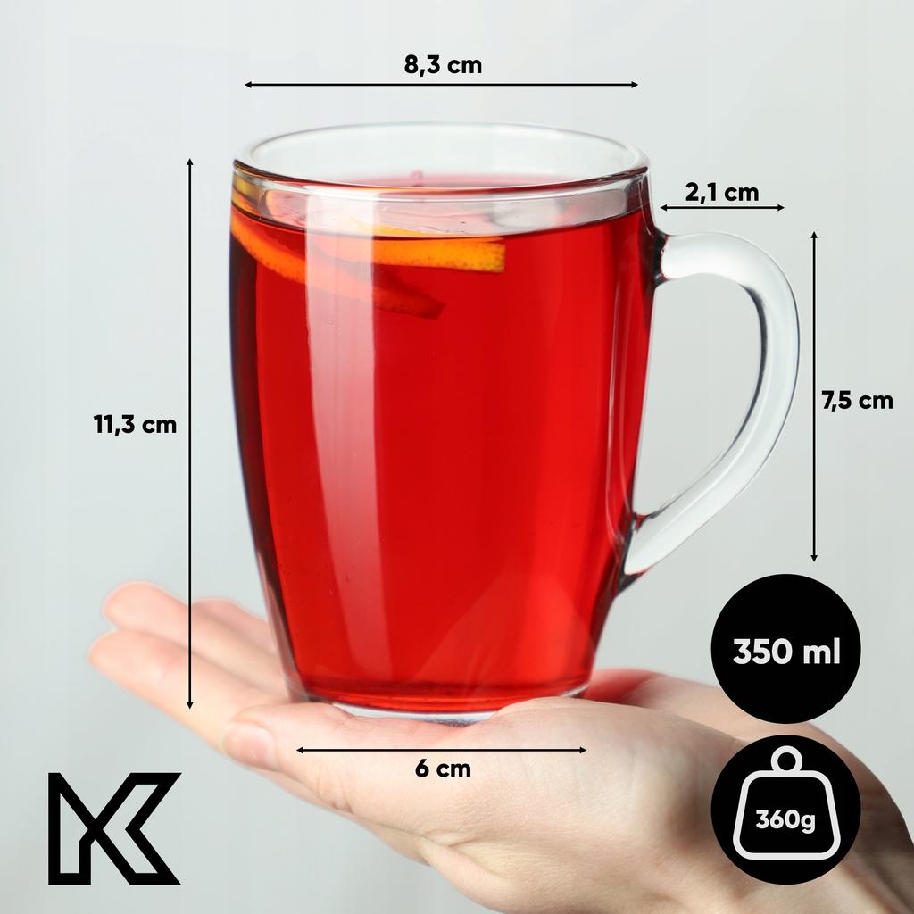 KADAX Szklanki 350ml Zestaw Do Herbaty Kawy Z Uchem