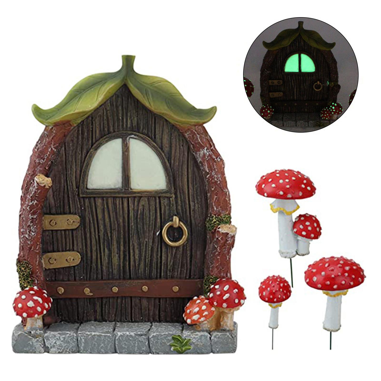

Fairy Garden Door Window Statue Resin Elf Courtyard Door Sculpture Crafts Ornaments Holiday Gifts Home Decor for Yard Lawn