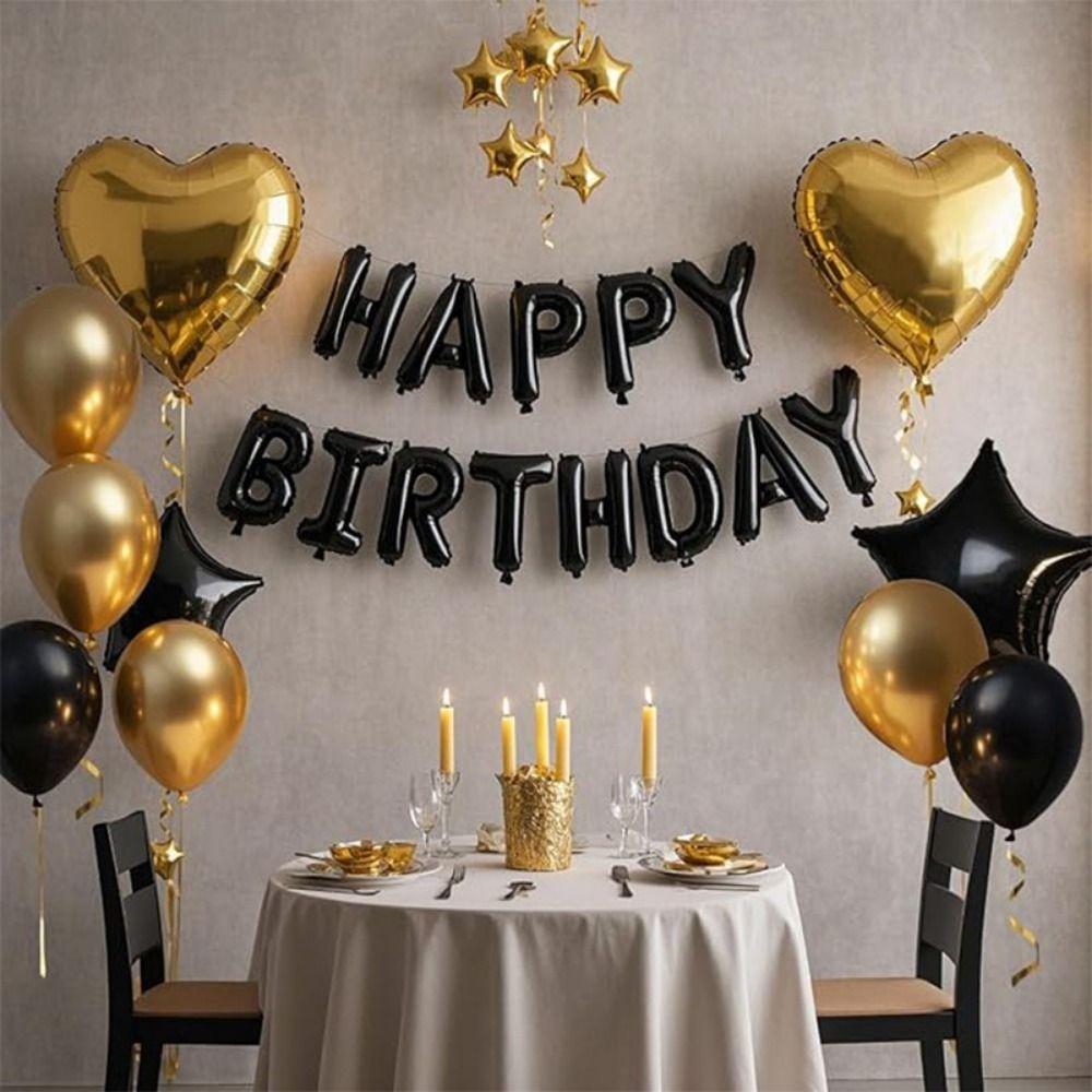 Heart Star Happy Birthday Balloon Garland Kit Latex/Aluminum Film DIY Accessories Balloons Background Wall Decoration Supplies