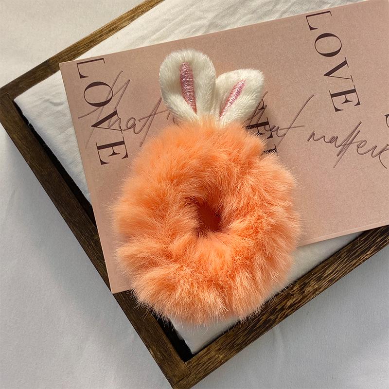 Koreańska Urocza Pluszowa Królicze Uszy Gumka do Włosów - Modny Dodatek w Stylu Mori Girl