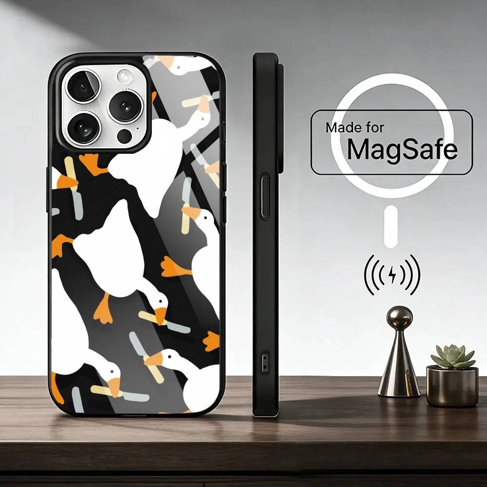 Cartoon Duck Phone Case For iPhone17,16,15,14,13,12,11 Plus,Pro Magnetic with Magsafe Wireless Charging