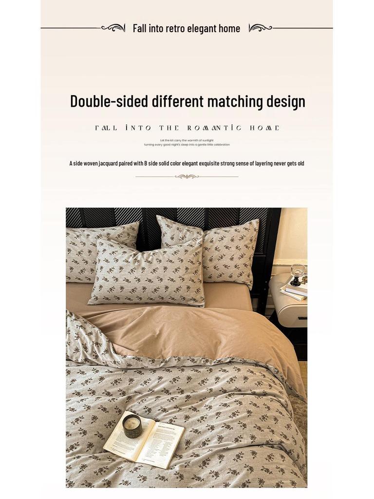 Extra dicke Jacquard-Flanell-Bettwäsche – 100 % Baumwolle, Herbst/Winter, inklusive Bettbezug, Spannbettlaken und Bettlaken