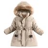 Stylish Mid-Length Plus Velvet Thickened Winter Jacket for Girls