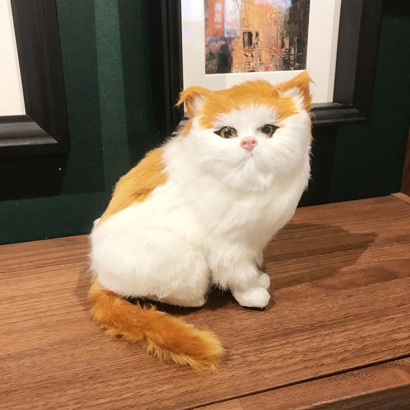 Simulation Cat Plush Toy Doll Desktop Ornament Photography Props Window Decoration Birthday Gift Cute Cat