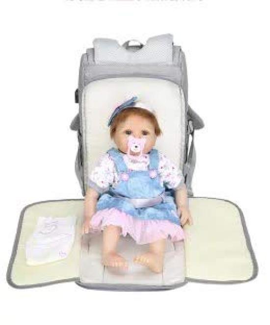 [iMoha] Large Capacity Stylish Mother's Backpack, BlackGray, Women's, USB Port, 3D Mesh Breathable Back Mat, Waterproof Fabric, Stain-Resistant, Baby