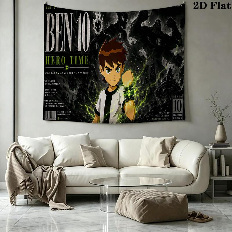 Ben 10 Wall Tapestry Aesthetic Wall Hanging Printed Fabric Blanket Decorative Tapestries for Bedroom Living Room Home Decor