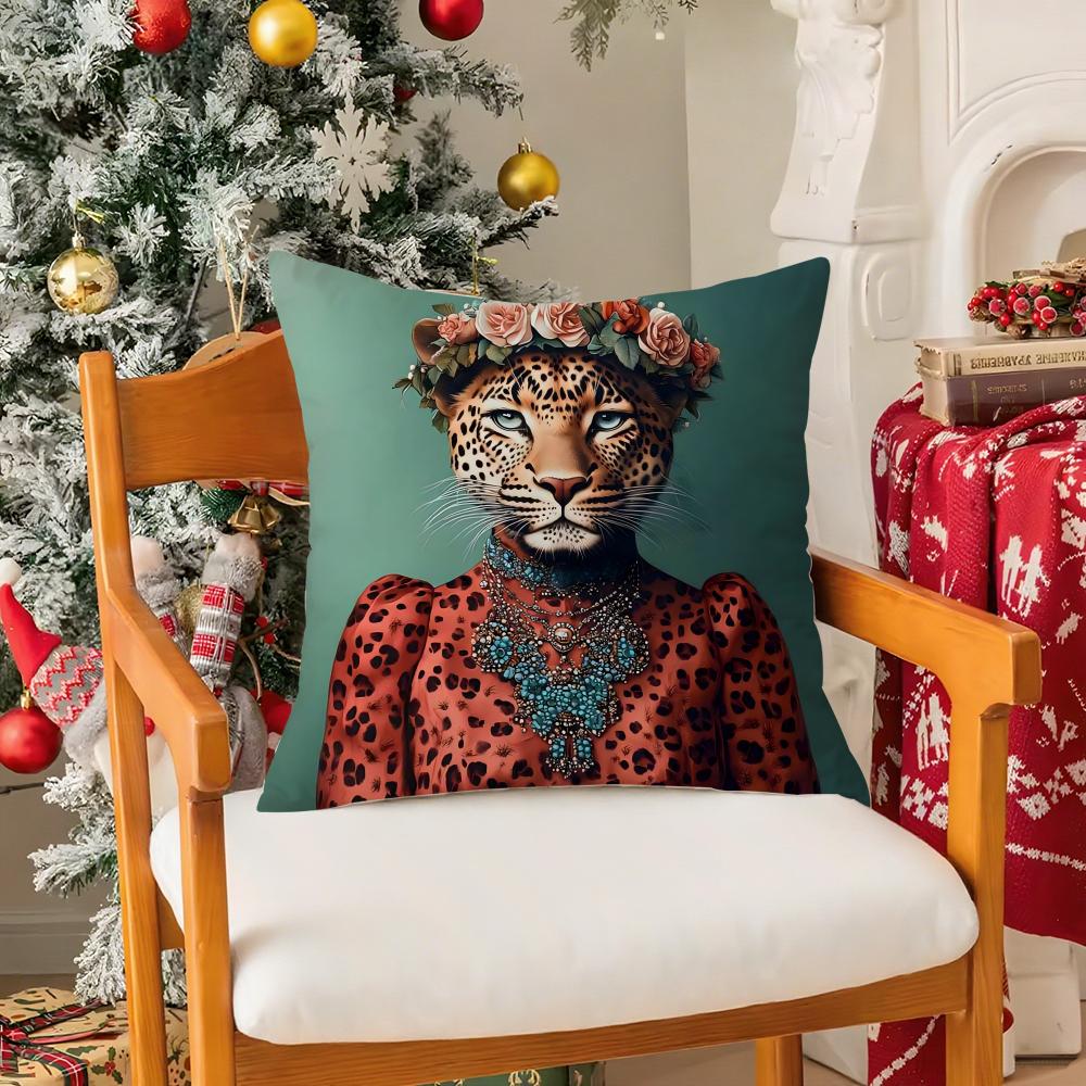 Fashion With Wreath Animals Pillow Case Silky elegant Comfort Sofa Bed Invisible zipper