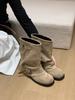 Short Boots Women's Autumn 2025 New Belt Buckle Thick Heel Cowboy Boots Martin Boots Wear Pleated Stacked Pants Tube Boots