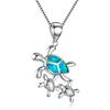Bohemia Blue Imitation Opal Cute Turtle Animal Pendant Necklace For Women Charm Crystal Ocean Animal Necklaces Jewelry for Women