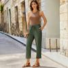 Women's Cropped Pants With Waist Drawstring, Summer Casual Cropped Pants Cotton Cropped Pants