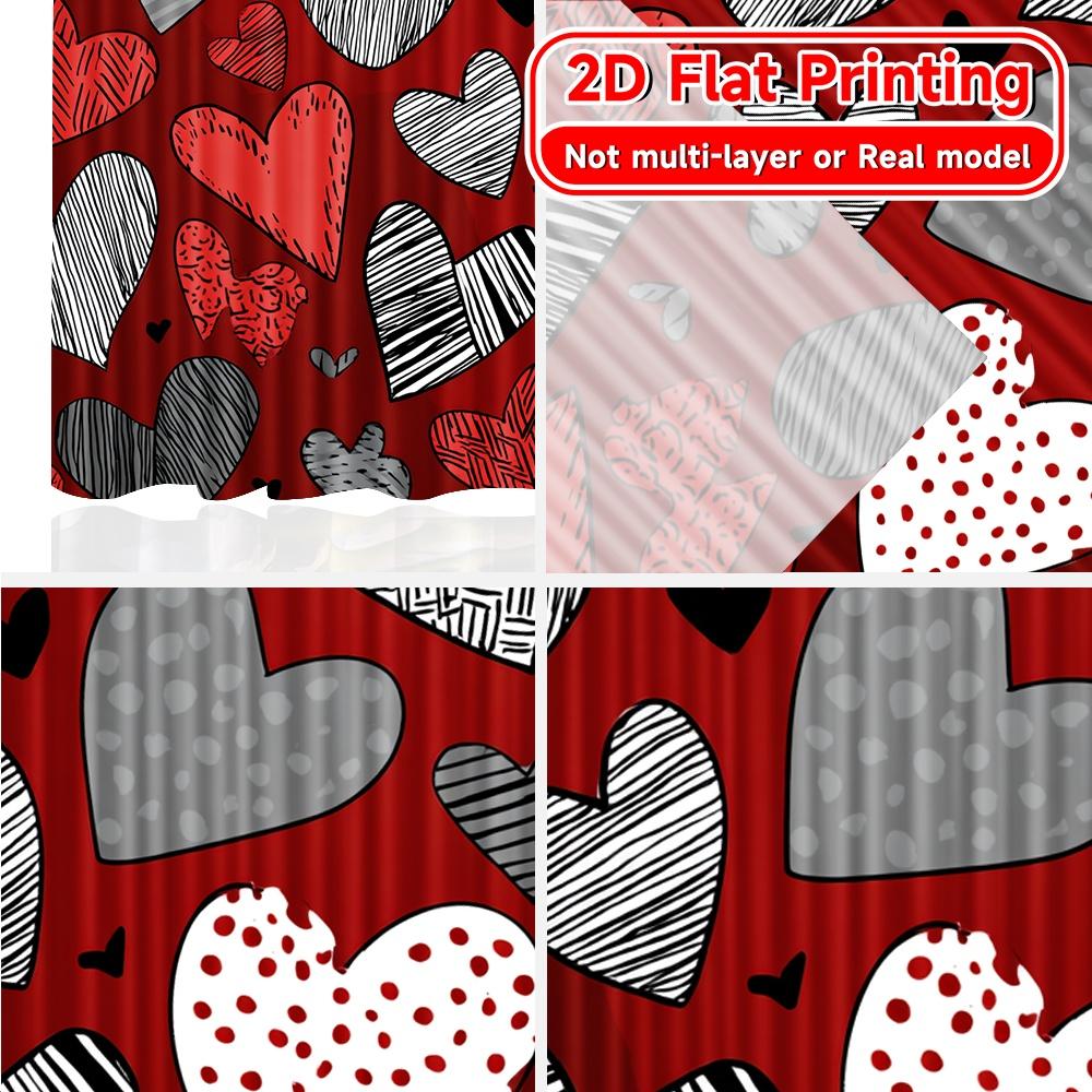 2D Flat Printing  2pcs Heartful Patterns Pattern Modern Curtains Versatile Fabric Curtains Festive Perfect for Kitchen Living