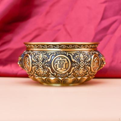 Cuenco de ofrendas de latón para decoración de mesa según el Feng Shui en restaurantes y tiendas.