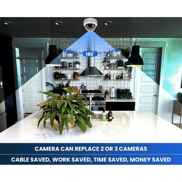 Caméra de vidéosurveillance - DCSEC - Grand angle 180° - 2MP - 1080P HD