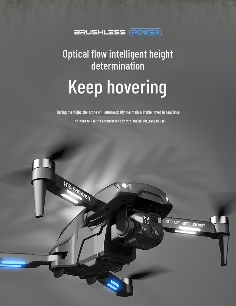 H16 Obstacle Avoidance Drone with 150° Adjustable Camera, Brushless Motors, Night Vision & Optical Flow for Aerial Photography.