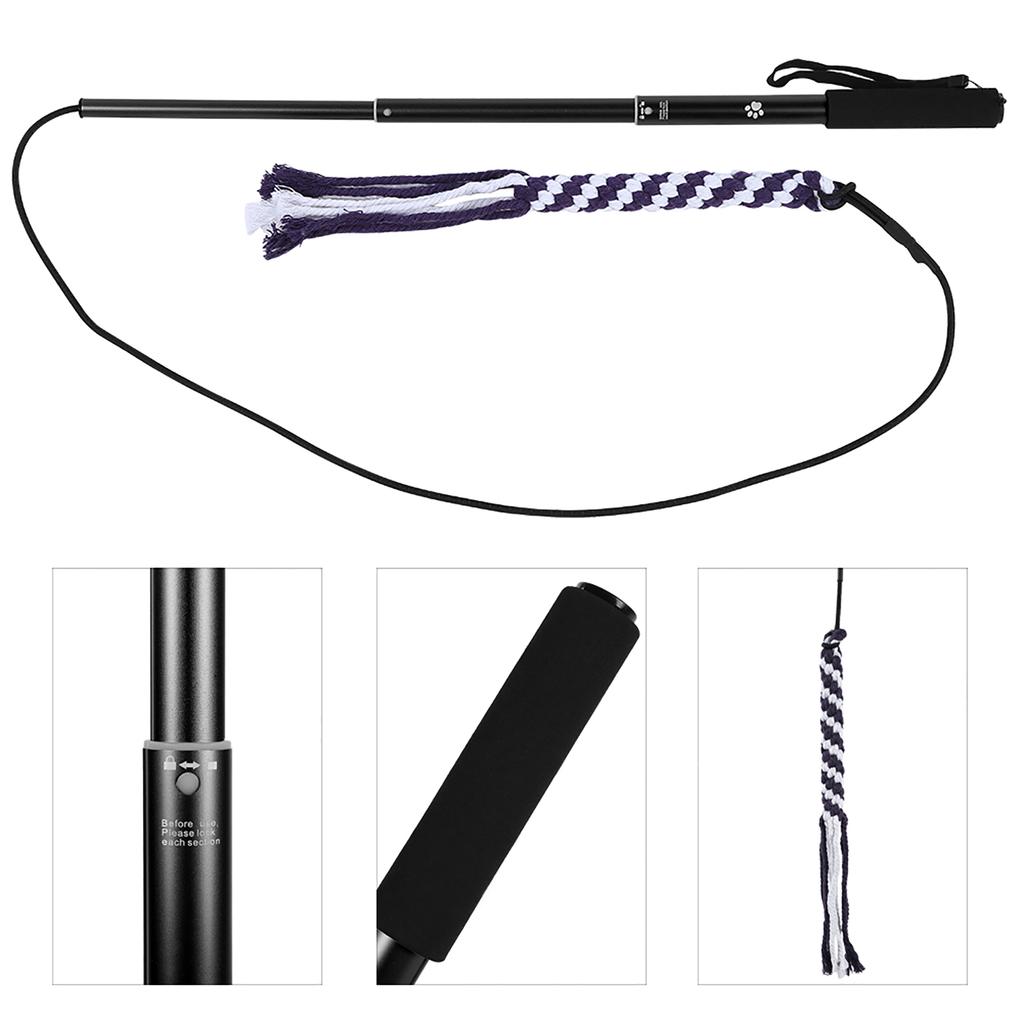 Dog Toys Retractable Stick Cat Teaser Training Play Wand Pet Get More Exercise(Black L)