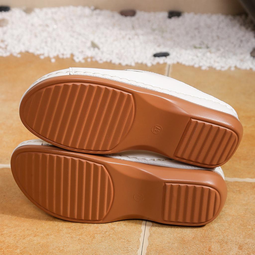 Women's Plus Size Wedge Thick Sole Slippers, Summer New European Style Buckle Open Toe Casual Beach Slides