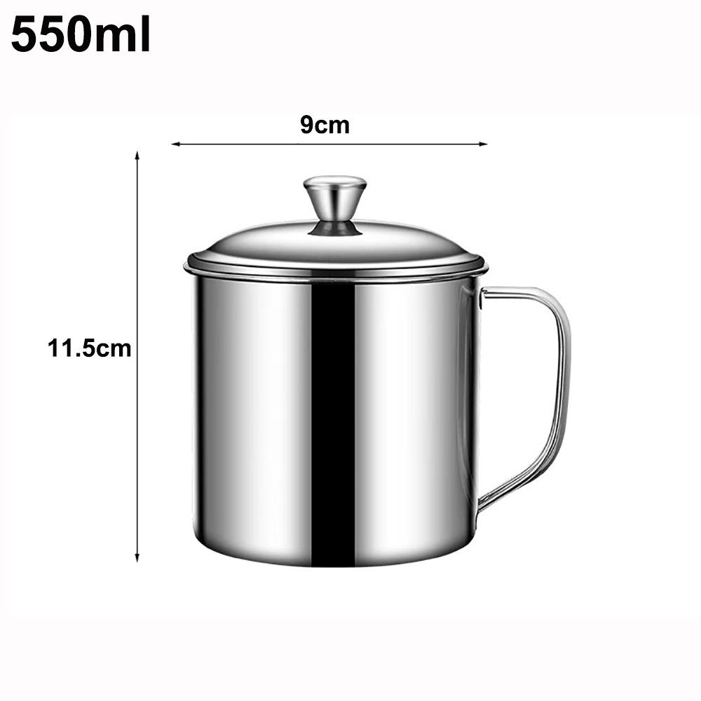 New 350-1250ml Mug Handle Design With Lid Tea Cup 304 Stainless Steel Drinkware Camping