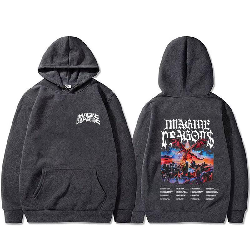 Imagine Dragons Band Loom World Tour 2025 Hoodie Herren Damen Rock Punk Gothic Streetwear Männlich Lässig Übergroße Pullover Hoodies