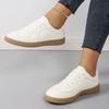 Pantofi Sport Casual Albi Plati de Toamnă pentru Femei, Încălțăminte Stil Gump pentru Antrenament, Disponibili în Mărimi Mari.