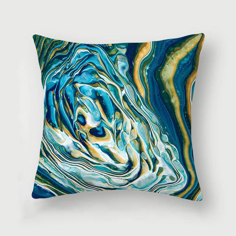 Nordic Blue Marble Polyester Pillowcase Sea Rock Texture Bedside Sofa Chair Throw Pillow Cushion Cover Home Decor Cushion Cover