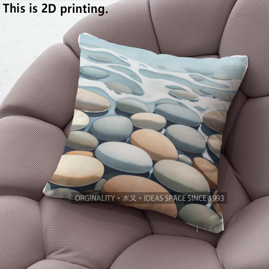 Coastal River Stones Throw Pillow Covers Pattern Cushion Cover Suitable For Sofa Bedroom Car Pillow Cover