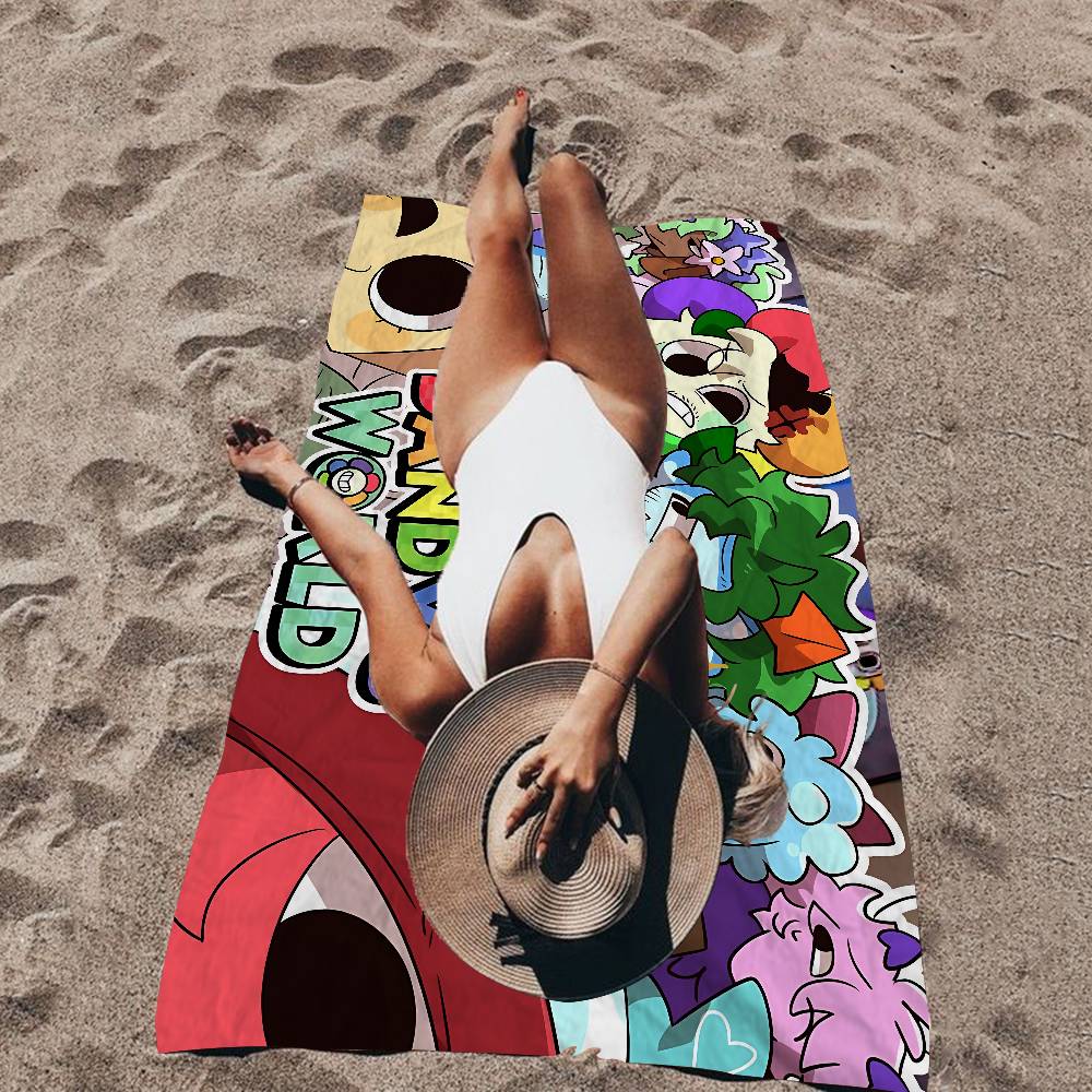 D-Dandys Worlds Cartoon Microfiber Blanket Quick Drying Beach Towels Oversized Printing Super Absorbent Pool Towel Blanket