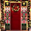 1 Pair Rectangular Christmas Nutcracker Hanging Flag Large Size Porch Sign New Year