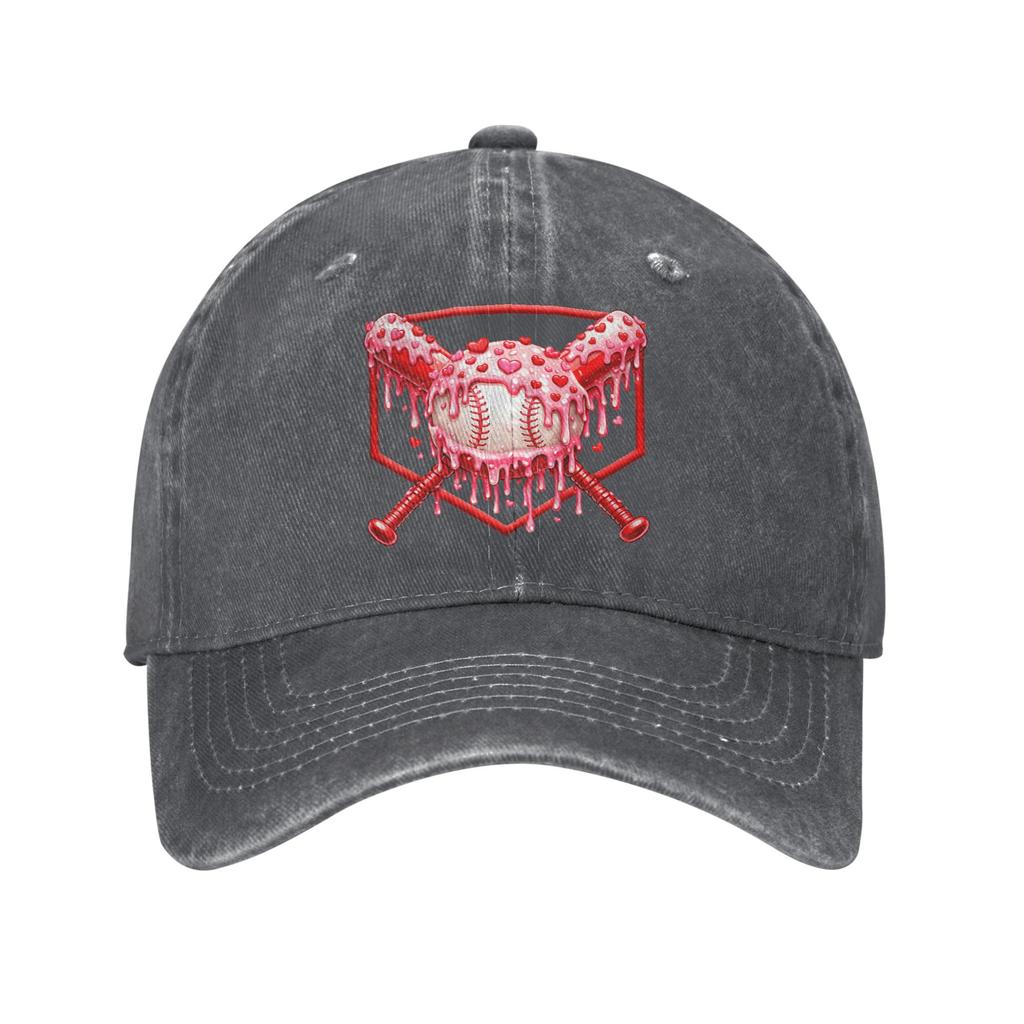 Valentines Day Baseball Boys Ice Cream Drip Heart Washed Baseball Cap Street Style Hunting Camping Baseball Caps