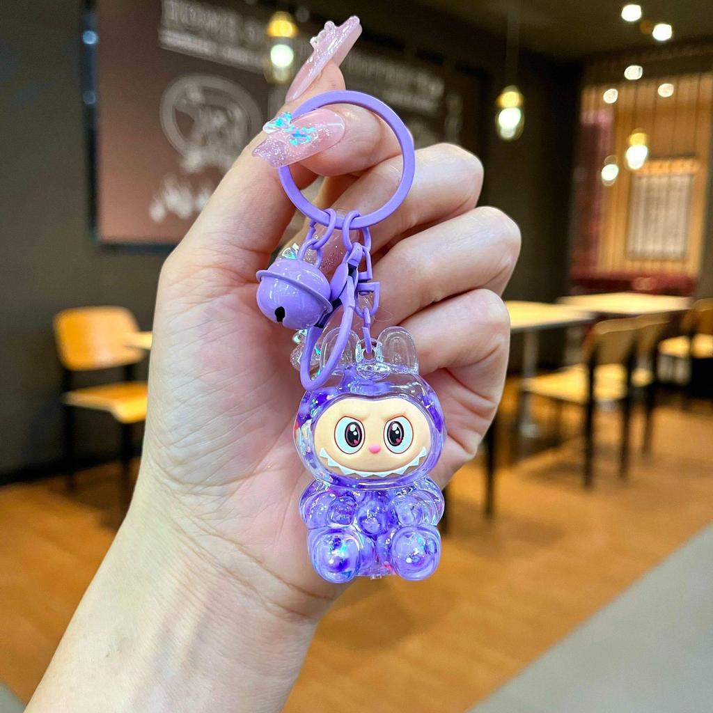 Breloque de téléphone poupée en peluche Labubu: Porte-clés ornement de sac à dos mignon, coloré, transparent