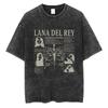 S Maglietta Lavata di Lana Del Rey Harajuku Uomo Donna Retro Manica Corta T-shirt alla Moda Cotone Oversize Streetwear