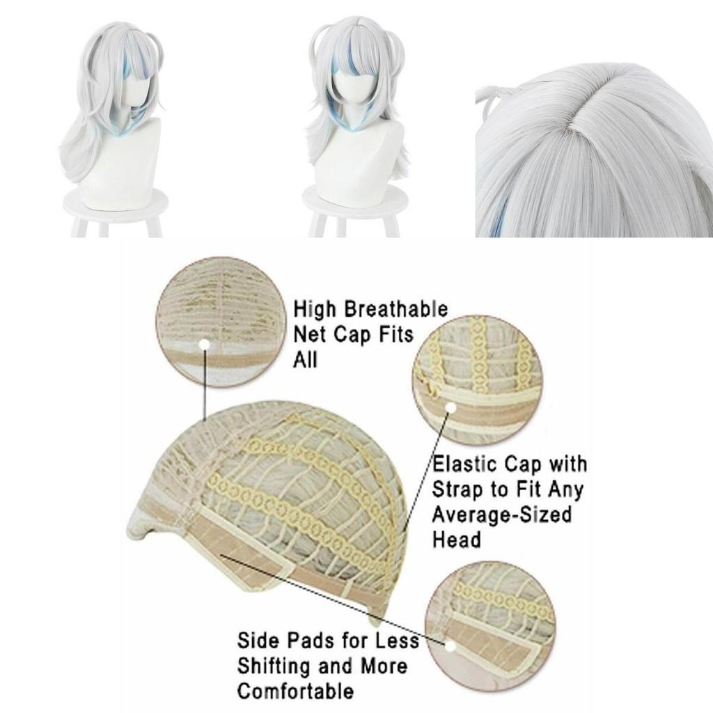 Hololive Gawr Gura Cosplay Wig Soft And Heat-resistant Synthetic Silk Fiber For Halloween Carnival And More