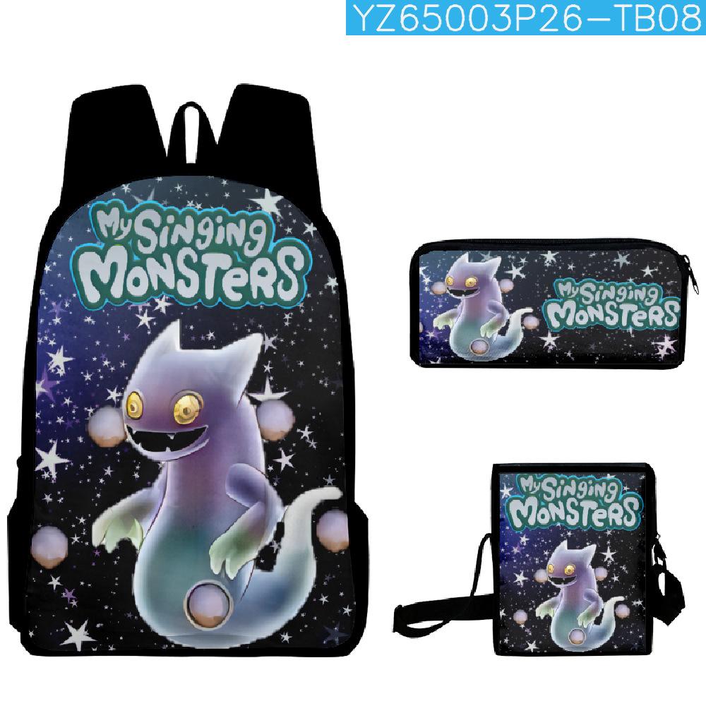 Classic Popular my singing monsters 3D Print 3pcs/Set School Bags Laptop Daypack Backpack Inclined shoulder bag Pencil Case