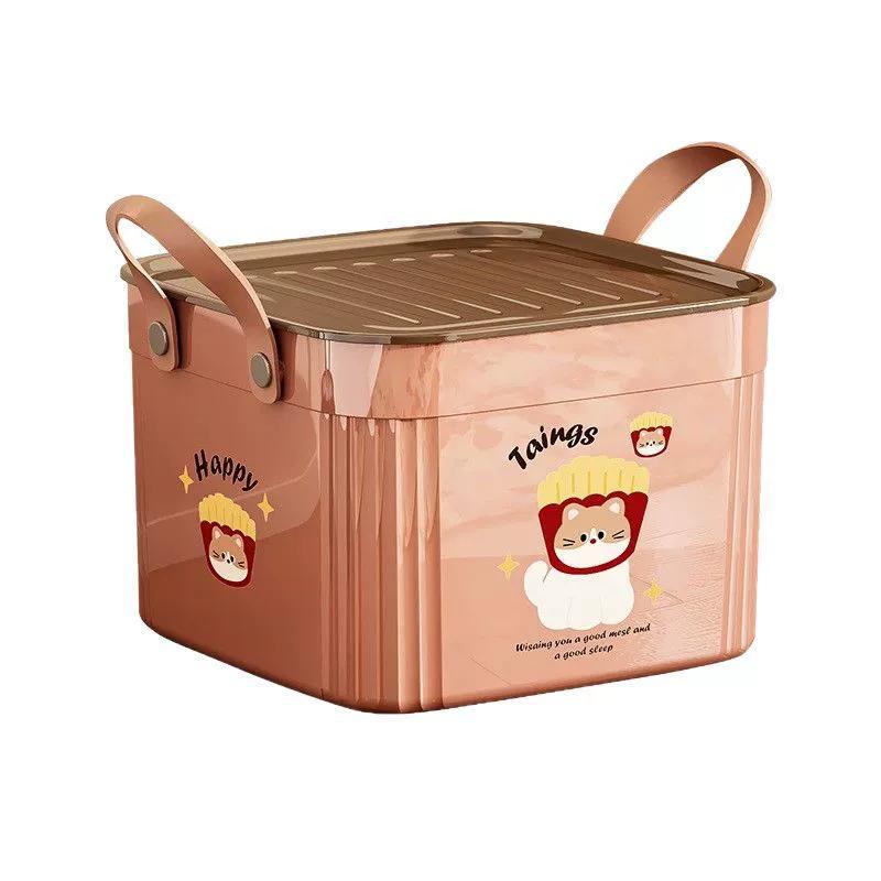 Caja de almacenamiento de escritorio de gran capacidad con tapa organizador multifuncional de dibujos