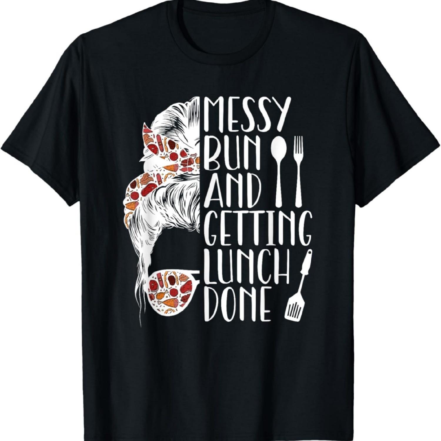 Lunch Lady Messy Bun Cafeteria Worker T-Shirt S