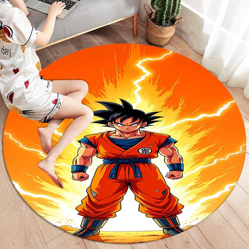 Son Goku Round Area Rug Carpet Rug For Living Room Bedroom Sofa Playroom Decor Nonslip Floor Mat