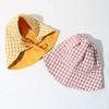 Double Sided Plaid Baby Bucket Hat Summer Cotton Infant Sun Visor Cap Korean Solid Color Reversible Kids Fisherman Caps Bonnet