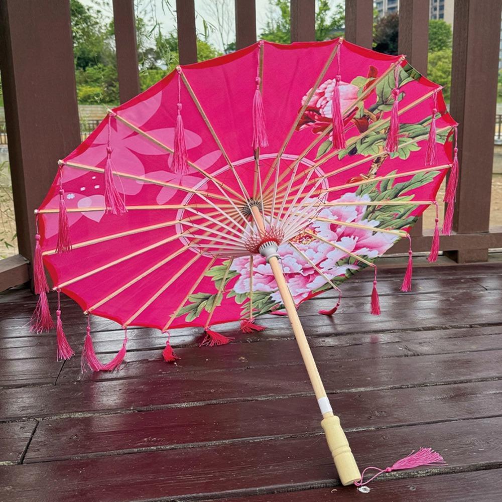 70cm Classical Oil Paper Umbrella Chinese Style Tassel Umbrella Silk Fabric Tassel Umbrella  Girls