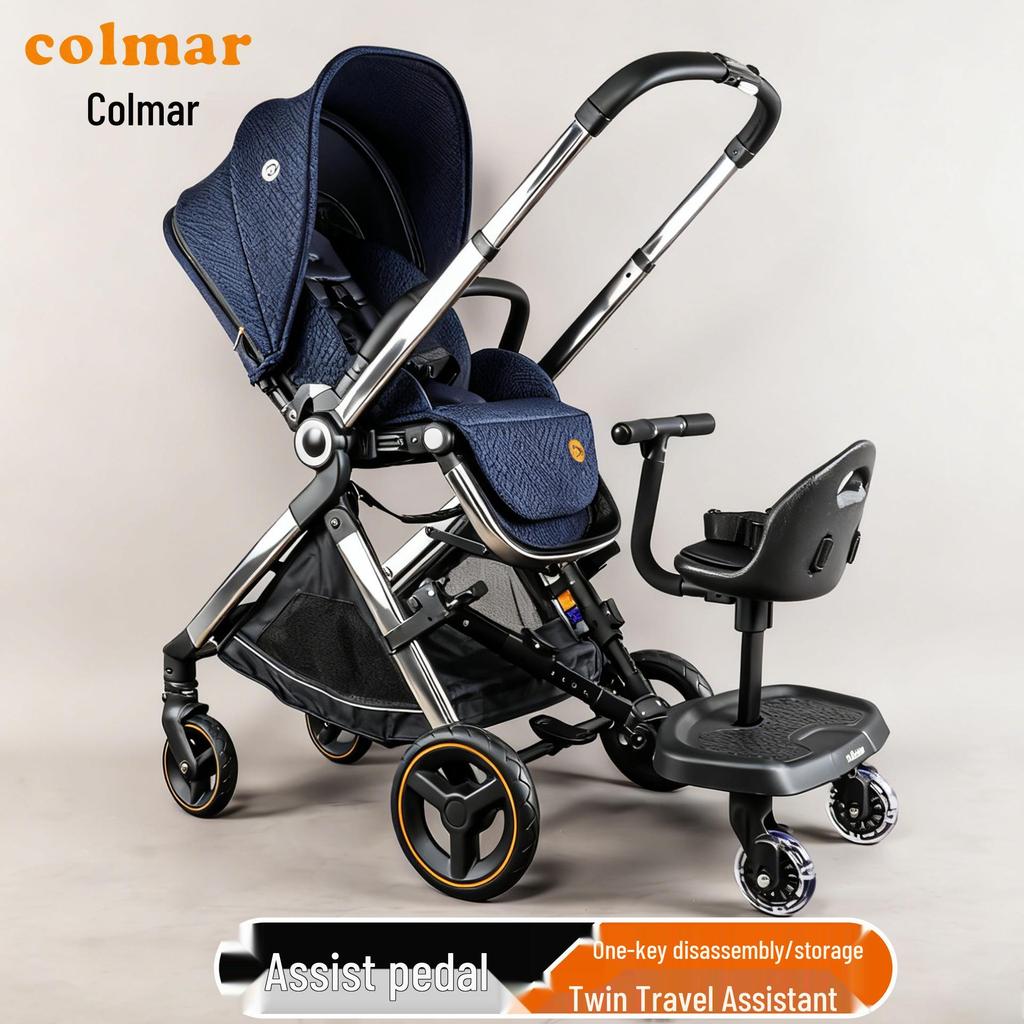 Convertible Two-Way Baby Stroller with Attachable Pedal and Shock-Absorbing Wheels