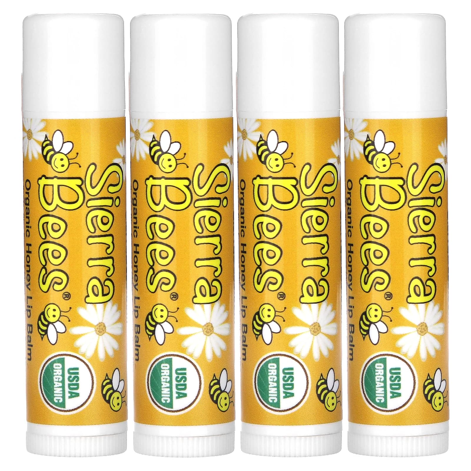 

Organic Lip Balm, Honey, 4 Pack, 0.15 Oz (4.25 G) Each