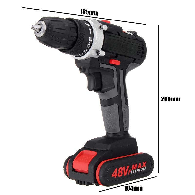 1/2 Battery Cordless Electric Drill Hammer Rechargeable Drill Woodworking 48V
