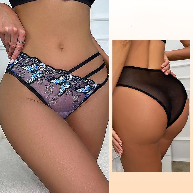 

Дешевые бабочки женские вязаные облегающие соблазнительные брюки тонкое интимное нижнее белье с цветочной вышивкой для медового месяца L синий