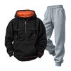 Men's Casual Hooded Sweatshirt and Jogger Pants Set, Lined Loose Fit Outfit for Fall and Winter