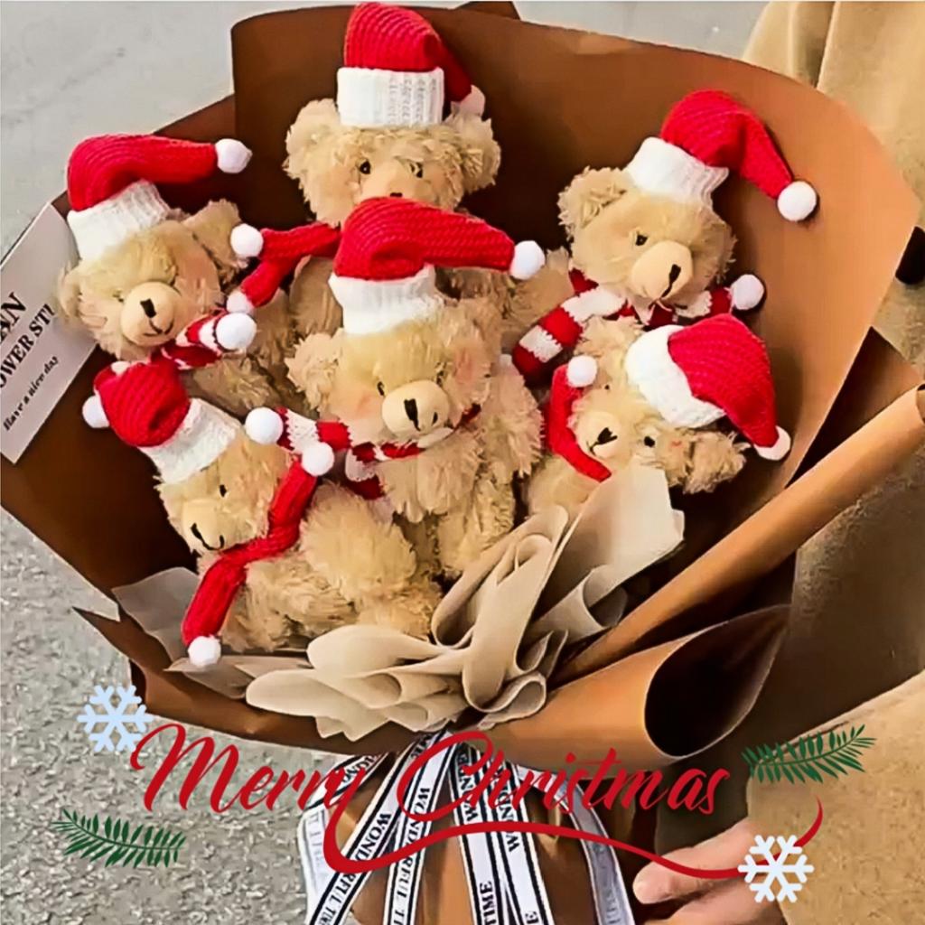 1-20 Pièces Poupées Peluches Ours de Noël 20cm Mignon Animal Ours en Peluche Jouets Suspendus Sac Décorations d'Arbre de Noël Cadeaux de Fête