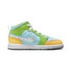 Air Jordan 1 Mid SE PS Recycled Grind Kids Sneakers Blue Glacier-Ice Citron-Pulse DX4370-400