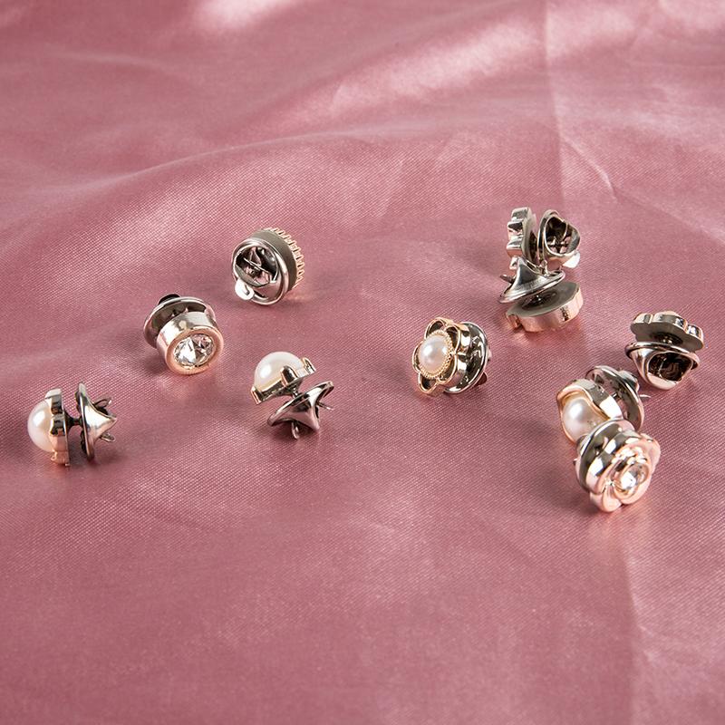 10Pcs Button Brooch Set  Pearl  Pin Coat Clothes Accessories