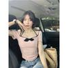 Pure desire bow short sleeve slim fit slim waist T-shirt Spice girl sexy fashion versatile niche irregular top