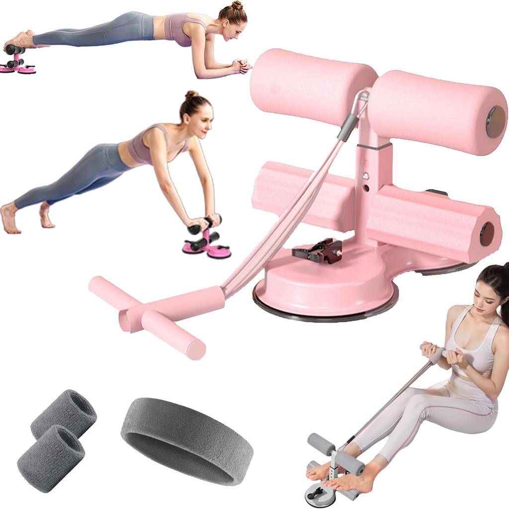 Ab Training Auxiliary Device, Portable Sit Up Exercise Equipment with 2 Strong Suction Cups and Adjustable Foot Holder