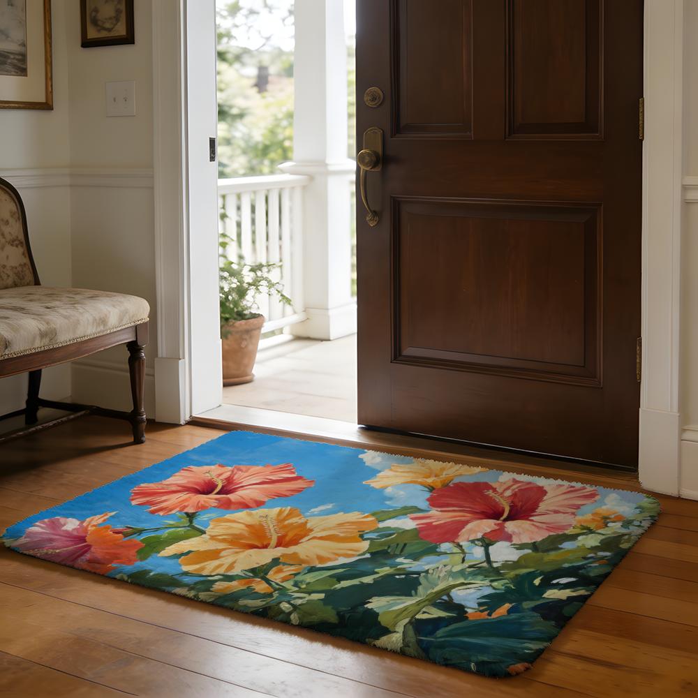 Bunte Blumen Fußmatte Weiche Flanell-Absorbierende Matte Rutschfester Teppich Zuhause Schlafzimmer Badezimmer