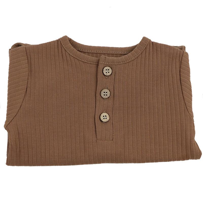 

Детский летний дышащий комбинезон с коротким рукавом для новорожденных 80cm/12M темно-коричневого