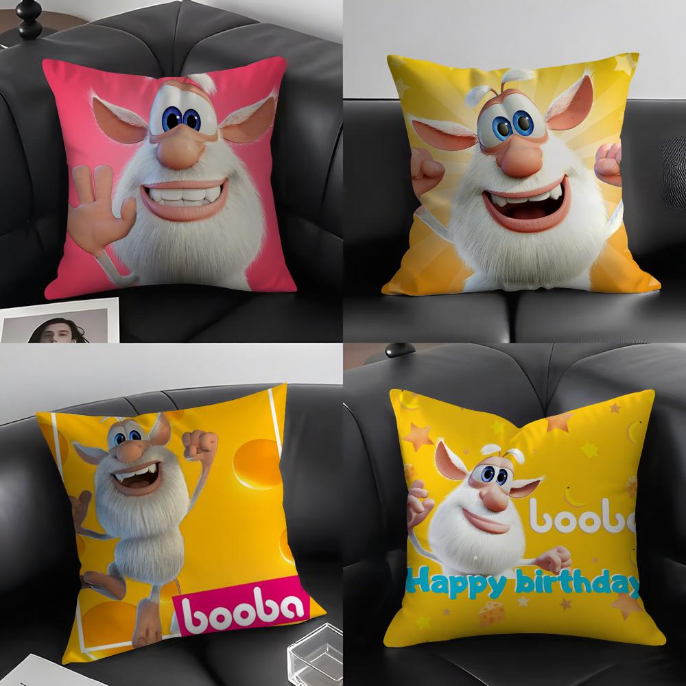 Cute FFourbobBoobaS Cushion Cover Pillowcase Ultra Soft Skin Friendly Fabric Cloud Like Comfort Concealed Zipper
